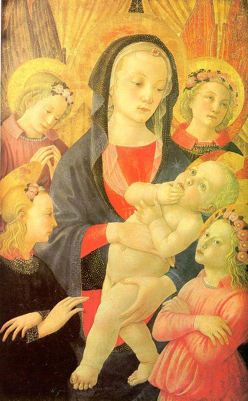 Castello Nativity, Master of the The Virgin Child Surrounded by Four Angels oil painting image